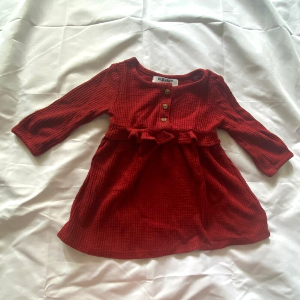 Set of 2 Baby Girl Dresses Dark Red and Green12-18M